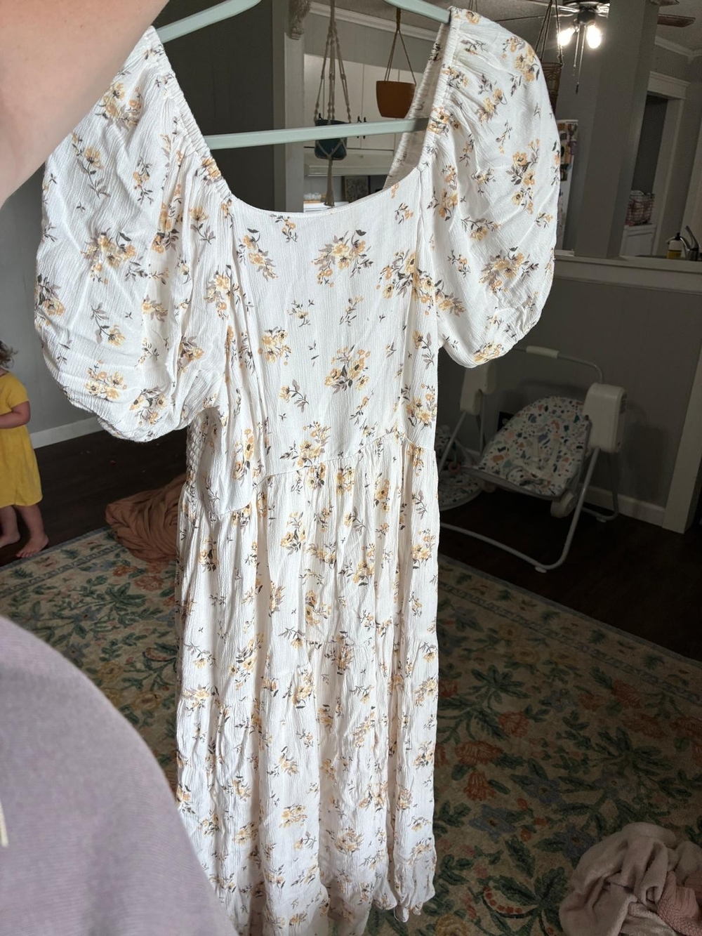 Mikarose White Textured Smocked Waist Maxi Dress